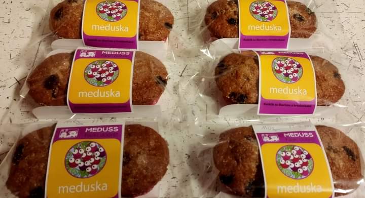 Meduska,škoricovo hrozienkový koláčik 2 ks balenie